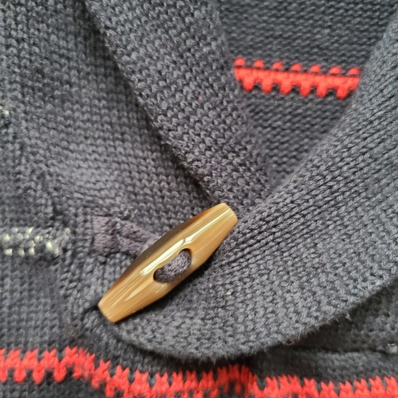 Nautica striped shawl collar blue red sweater - Picture 2 of 5